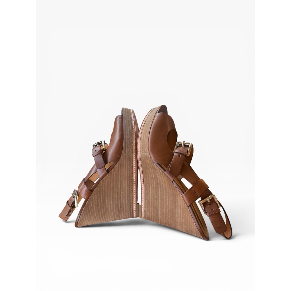 Coach Mary Jo Wedge Sandals 9.5B Brown Leather Platform Slingback Heels EEUC - Picture 13 of 16